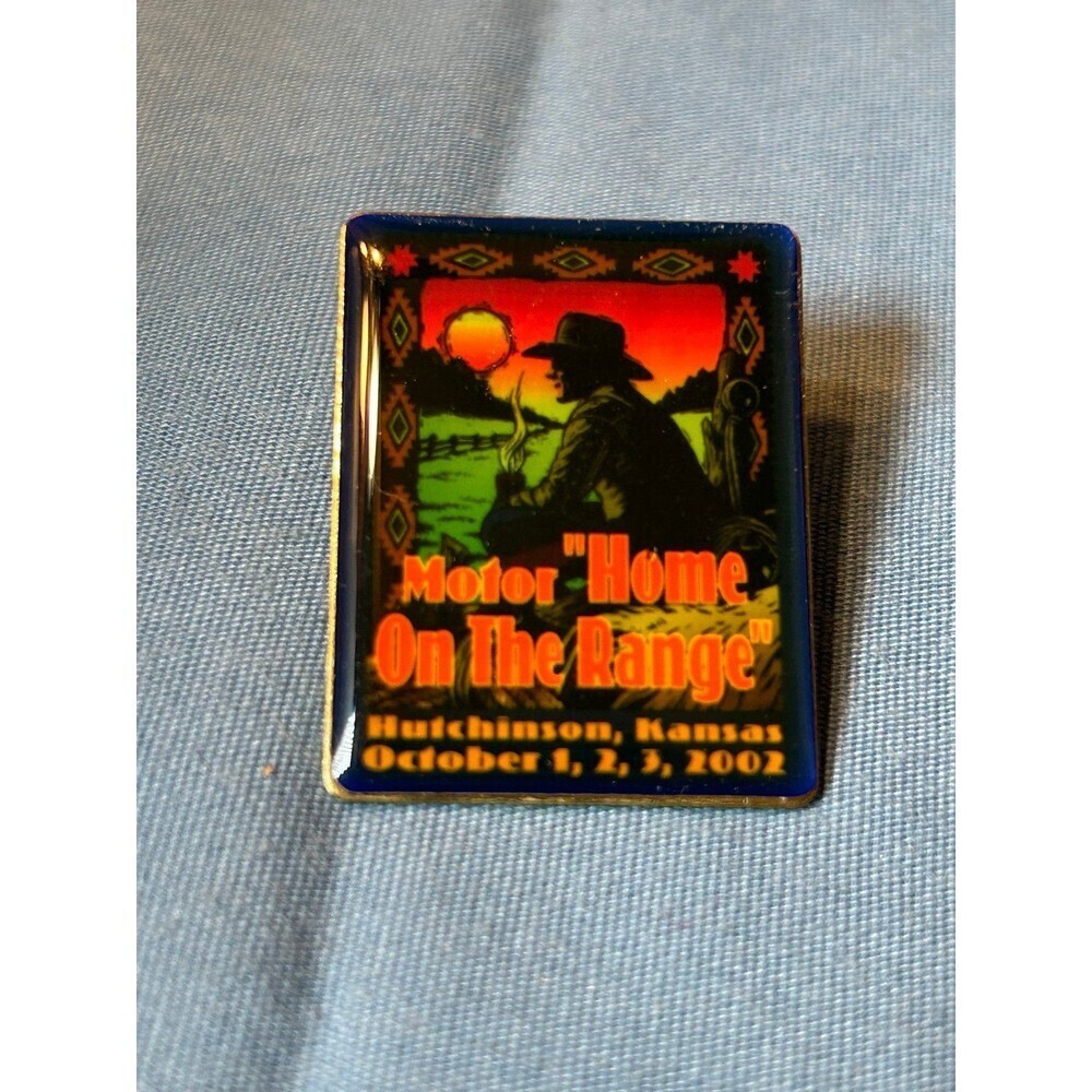 Motor Home on the Range Hutchinson Kansas Cowboy 2002 Lapel Vintage